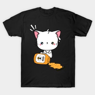 Naughty angora cat spilled a jar of honey T-Shirt